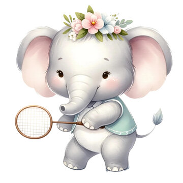 elephant sport watercolor clipart