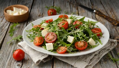Salad with tomatoes and feta cheese