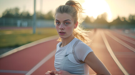 portrait of a female track and field athlete, Generative AI