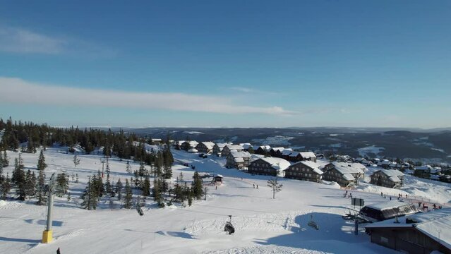 People Having Fun in the Snow in Trysil Norway - Dolly Shot