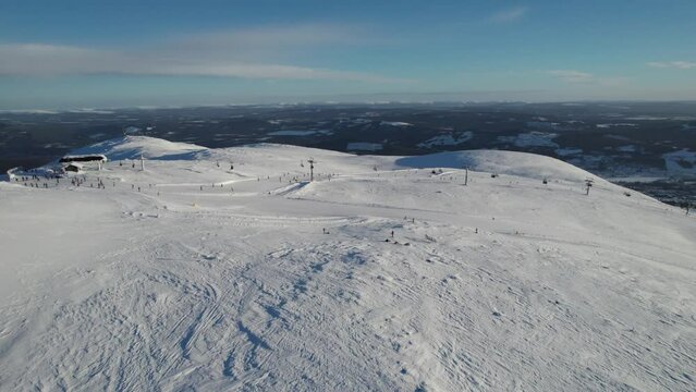 Epic Winter Landscape View of Ski Slope in Trysil Norway - Dolly Shot