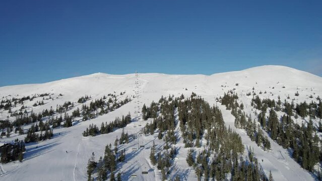 Aerial Drone View of Winter Landscape in Trysil Norway - Panning Shot