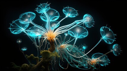 Bioluminescent alien flora nature