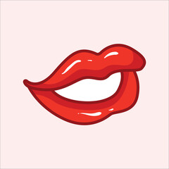 Red lips cartoon illustration