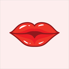 Red lips cartoon illustration