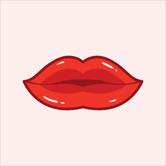 Red lips cartoon illustration