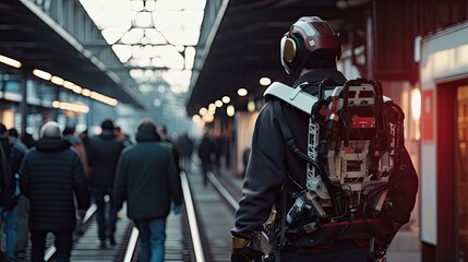 Robotic exoskeletons for commuting - obrazy, fototapety, plakaty