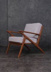 classic design teak wood chair brown color black background spotting