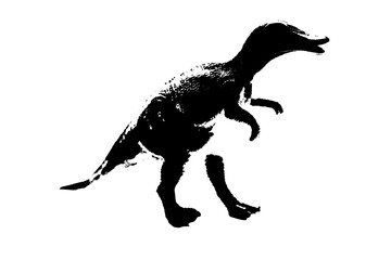 black dinosaur silhouette isolated on white background, model of dinosaurs toys