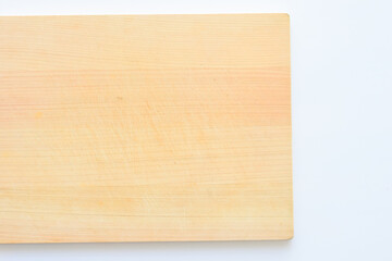 wooden cutting board isolated on white background, plank wood in the kitchen