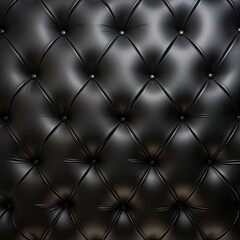 Black leather upholstery. Seamless pattern with buttons