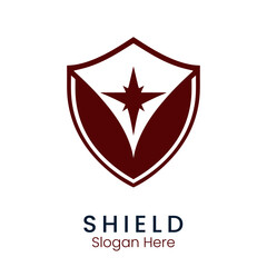 Shield protect defense logo. linear style. security guardian modern heraldic logo icon