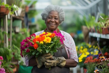 woman working in florist shop