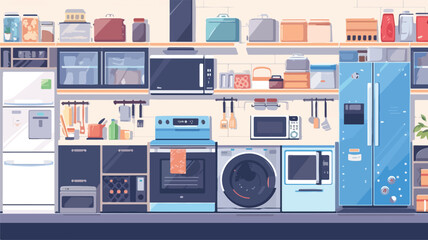 Large household appliances flat color vector.