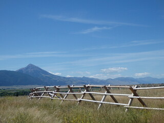 Montana Landscape Mountains with Fence