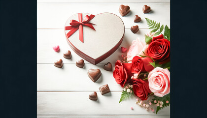 Exquisite Assortment of Chocolates in a Heart-Shaped Gift Box
