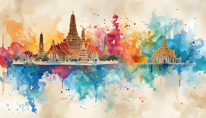 Obraz premium Thailand tourist water color