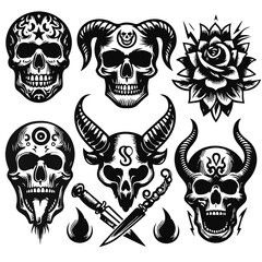 Fototapeta premium Skull and bone vector illustrations