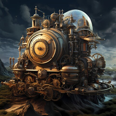 Time-traveling machine in a steampunk setting.