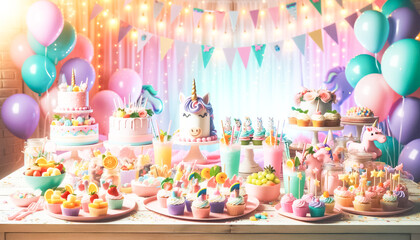 Magical Unicorn-Themed Birthday Celebration with Balloon GarlanD