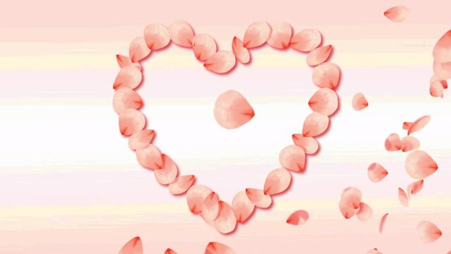 romantic flying flowers forming a heart, love, valentine, wedding, mother's day, loop motion background