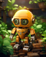 Adorable 3D Render of Farming Robot