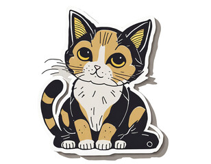 Fototapeta premium Cut cat sticker, cartoon style. and the most popular cats 