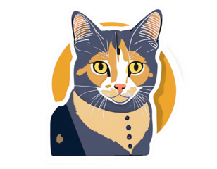 Cut cat sticker, cartoon style. and the most popular cats 