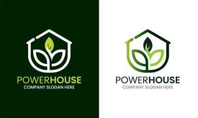 Leaf Green House Logo Design idea vector Template - obrazy, fototapety, plakaty