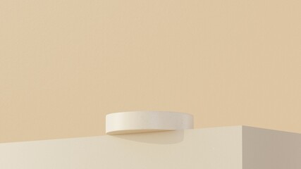 Minimal 3d rendering template of Beige and cream podium in landscape