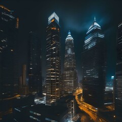 Skyscrapers in the Night Sky