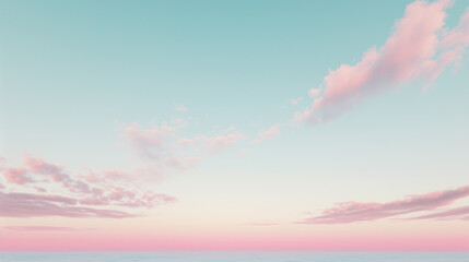 Soft gradient sky at dawn, subtle transition from pastel pink to light blue, creating a serene and calming background