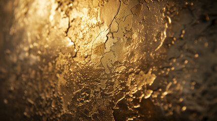Golden Textured Wall Close-Up: Focusing on the Intricate Details and Light Reflections, Ideal for...