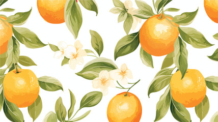 Seamless pattern with painted oranges