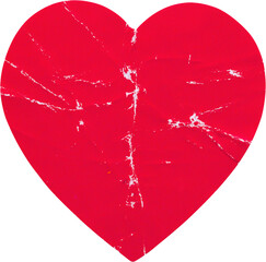 Red color heart shape sticker isolated on white background