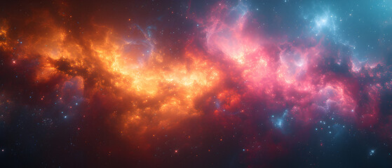 Fototapeta na wymiar Space Nebula with colorful Whirls and dramatic lightning, deep space background wallpaper