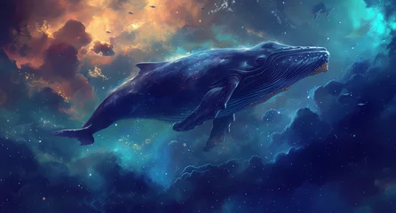 Fotobehang whale painting in the sky © Asep