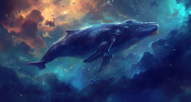whale painting in the sky