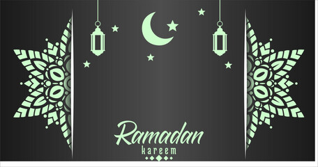 Ramadan kareem islamic crescent and arabic ornament vector illustration