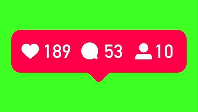 notification like comment follow icon social media animation video greenscreen