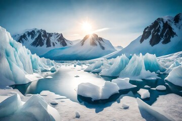 A massive glacier under the Arctic sun, glistening in the pristine wilderness.