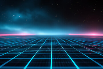 An abstract grid pattern on the dark surface.