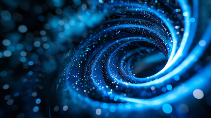 A blue spiral swirl with blue and black circles.