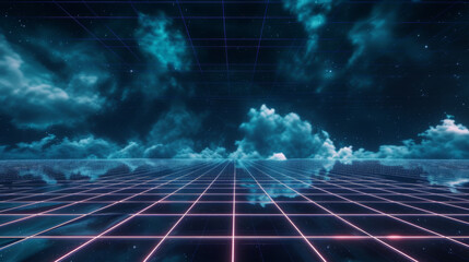 Obraz premium A dark grid on a blue background.