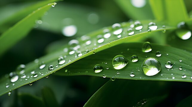 Close-up photo of a blade of grass with water droplets
