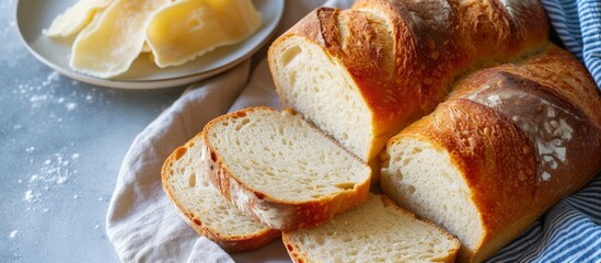 Lard-spread bread on a bright backdrop.