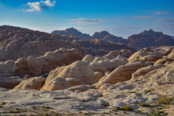 Fototapeta na wymiar Rocky landscape and mountains, Wadi Musa, Jordan.