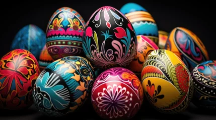 Fototapeten Vibrant and Joyful Easter Egg Collection: A Colorful Array of Festive Delights © Arnolt