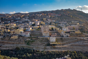 View of a mountain village, Wadi Musa, Jordan.