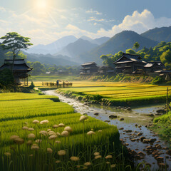 rice fields in island